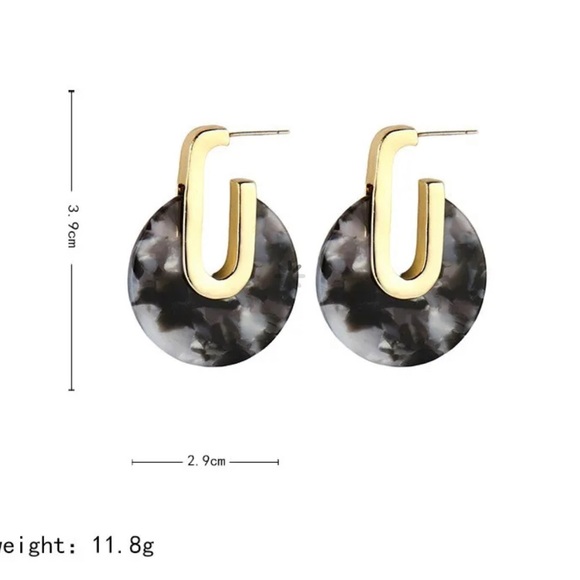 ACETATE TORTOISESHELL ACRYLIC HOOP DROP EARRINGS - Picture 2 of 3